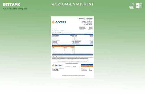 модерен стил Нигерија Пристап за хипотека банка Шаблон за Word и PDF